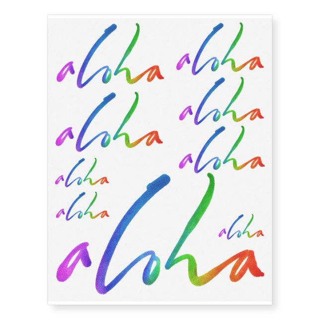 Aloha Tropical Lettering Hawaii Hawai'i Calligraph Temporary Tattoos (Front)