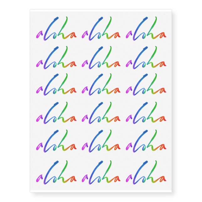Aloha Tropical Lettering Hawaii Hawai'i Temporary Tattoos (Front)