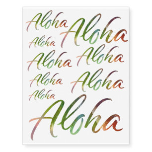 Aloha Tropical Lettering Hawaii Nature Calligraphy Temporary Tattoos