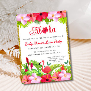 Aloha Tropical Luau Baby Shower Invitation