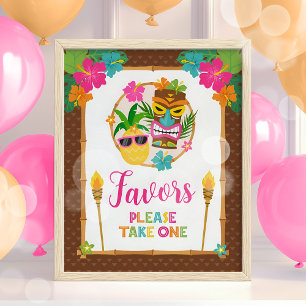 Aloha Tropical Luau Birthday Favors Sign