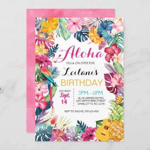 Aloha Tropical Luau Birthday Invitation