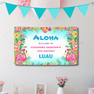 Aloha Tropical Luau Birthday Party Welcome Banner