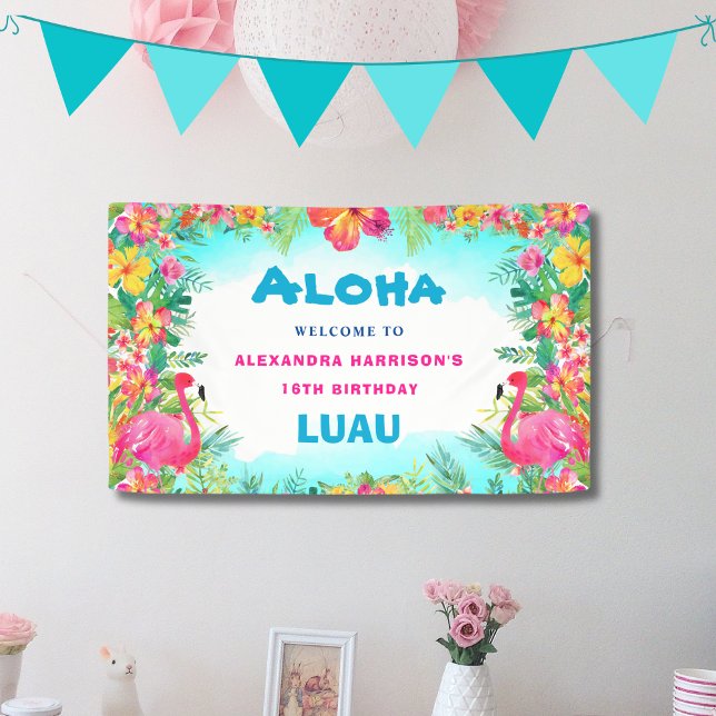 Aloha Tropical Luau Birthday Party Welcome  Banner (Creator Uploaded)