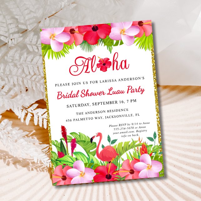 Aloha Tropical Luau Bridal Shower Invitation (Creator Uploaded)