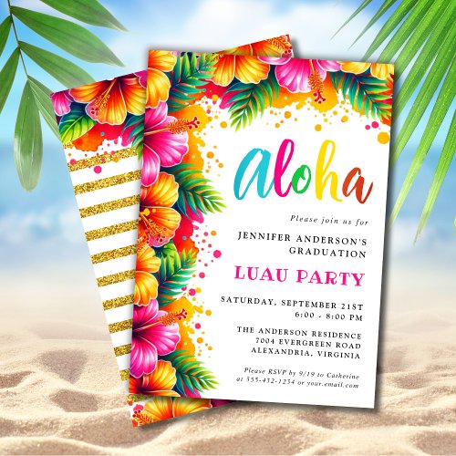 Aloha Tropical Luau Glitter Graduation Party 