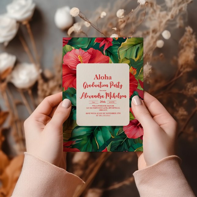 Aloha Tropical Luau Graduation Party Invitation (Creator Uploaded)