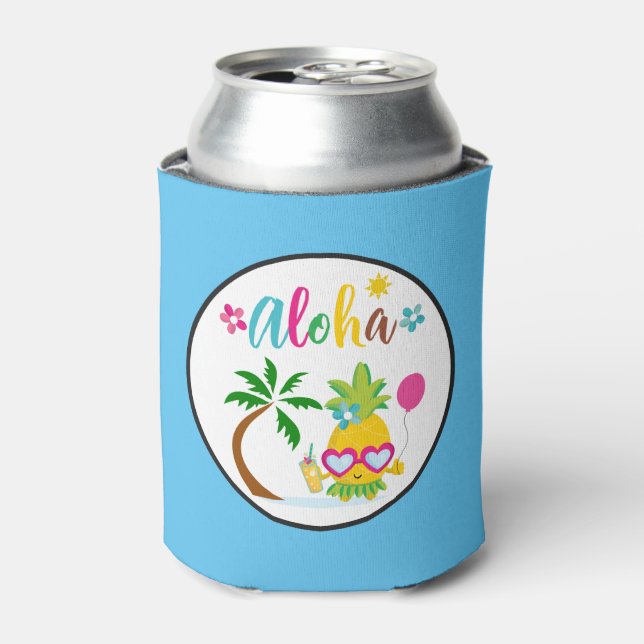 Aloha Tropical Luau Party Can Cooler (Can Front)