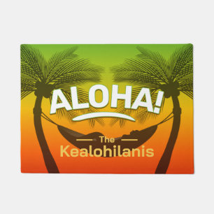 ALOHA Tropical Palm and Sunset Doormat