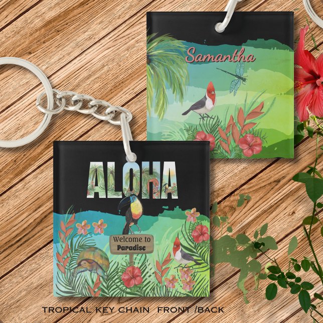 Aloha Tropical Paradise Acrylic Keychain (Aloha Tropical Paradise Acrylic Keychain)