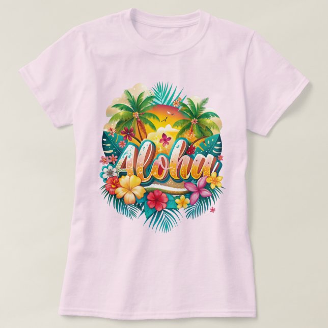 Aloha Tropical Paradise - Vibrant Hawaiian T-Shirt (Design Front)