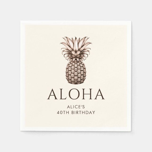 Aloha Tropical party with pineapple Napkins (Front)
