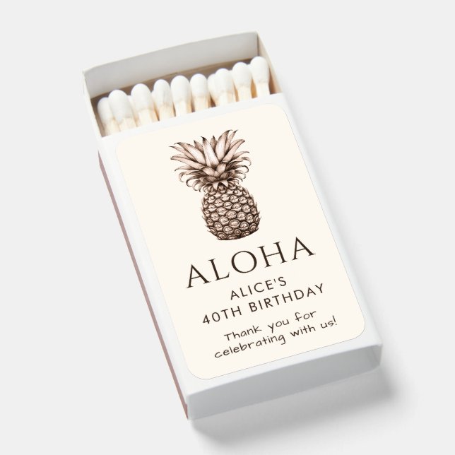 Aloha tropical party with vintage pineapple matchboxes (Front Open)