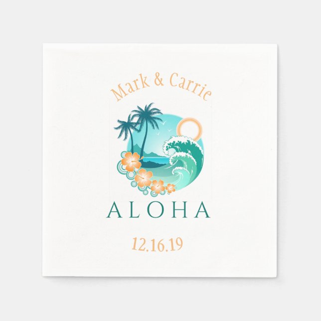 Aloha Tropical Personalized Napkins (Front)