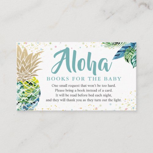 Aloha Tropical Pineapple Baby Shower Book Request Enclosure Card