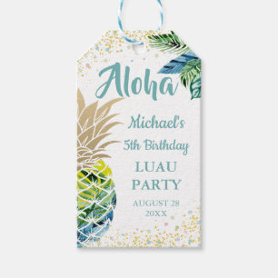 Aloha Tropical Pineapple Beach Birthday Favor Gift Tags