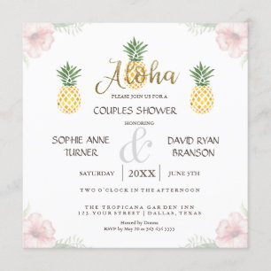Aloha Tropical Pineapple Beach Couples Shower Invitation