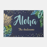 Aloha Tropical Pineapple Beach Family Name Doormat at Zazzle
