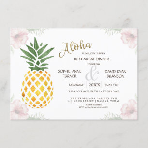 Aloha Tropical Pineapple Beach REHEARSAL DINNER Invitation