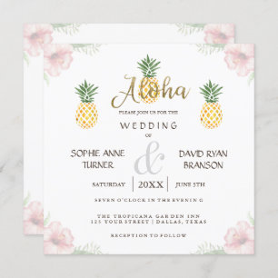 Aloha Tropical Pineapple Beach Wedding Invite