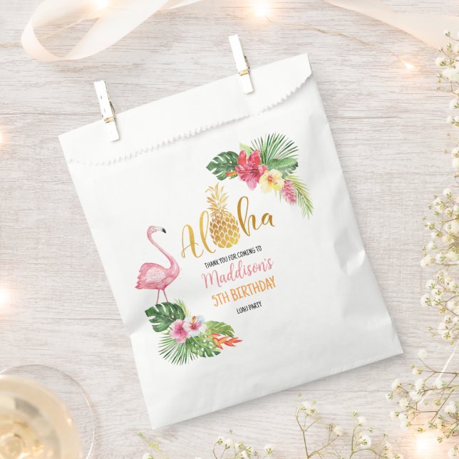 Aloha! Tropical Pineapple Birthday LUAU Party  Favor Bag (Clipped)