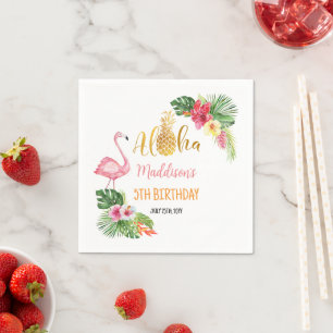 Aloha! Tropical Pineapple Birthday LUAU Party Napkins
