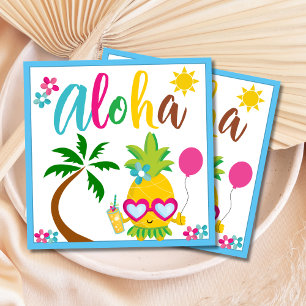 Aloha Tropical Pineapple Birthday Paper Napkins