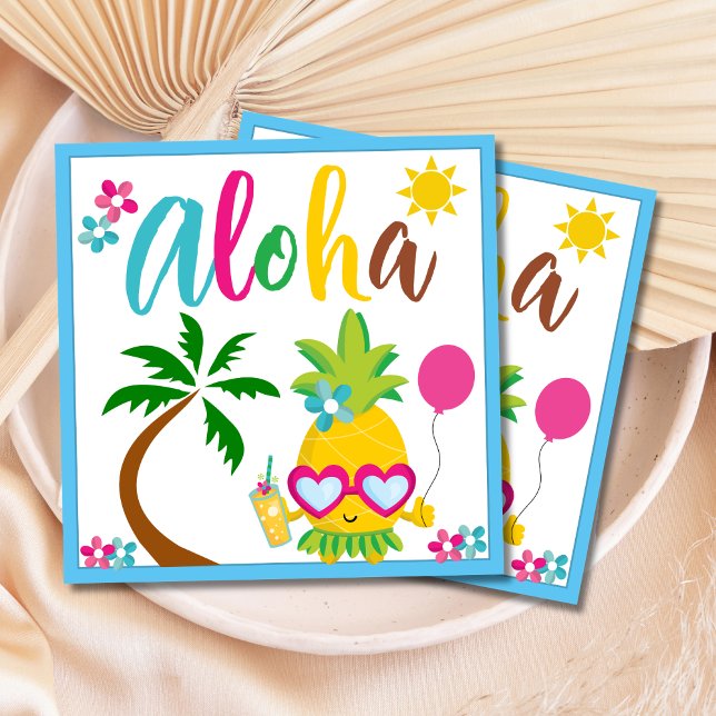 Aloha Tropical Pineapple Birthday Paper Napkins (Creator Uploaded)