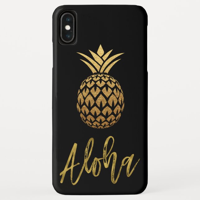 Aloha Tropical Pineapple Black and Gold Foil Case-Mate iPhone Case (Back)