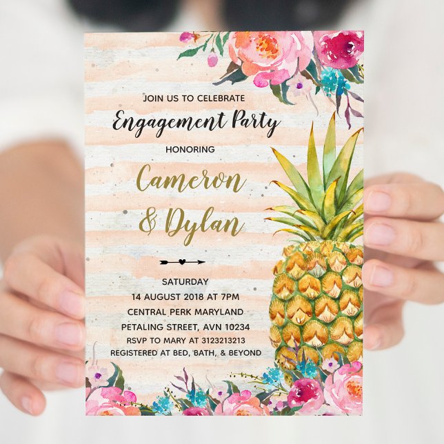 aloha tropical pineapple engagement invitation (Creator Uploaded)