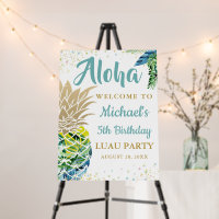 Aloha Tropical Pineapple Luau Beach Party Welcome