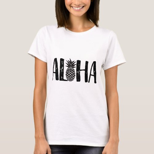 Aloha Tropical Pineapple Modern Beach T_Shirt