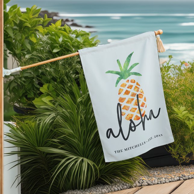 Aloha Tropical Pineapple | Personalized House Flag (Creator Uploaded)