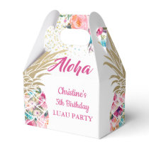 Aloha Tropical Pineapple Pink Floral Birthday Favor Boxes