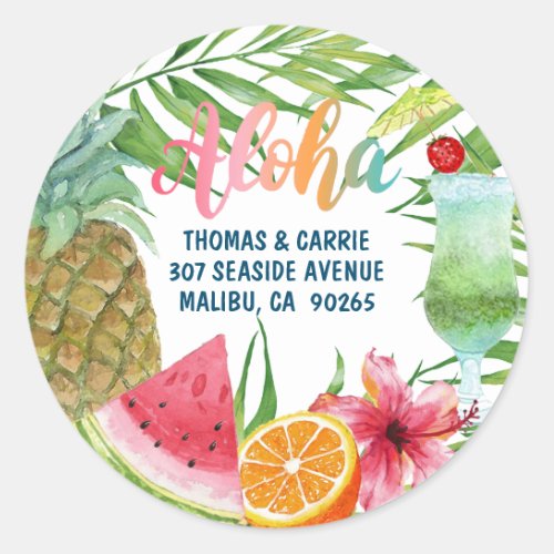 Aloha Tropical Pineapple Return Address Label Seal