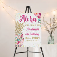 Aloha Tropical Pink Pineapple Floral Party Welcome