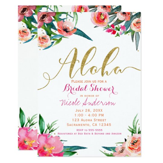 Aloha Tropical Summer Floral Bridal Shower Invitation