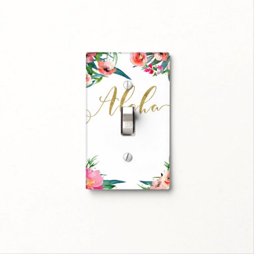 Aloha Tropical Summer Floral Modern Watercolor Light Switch Cover