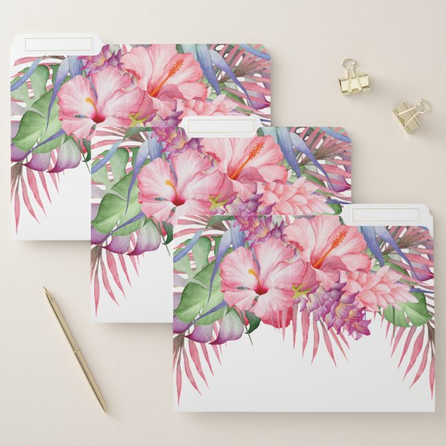 Aloha Tropical Watercolor Floral File Folder (Set)