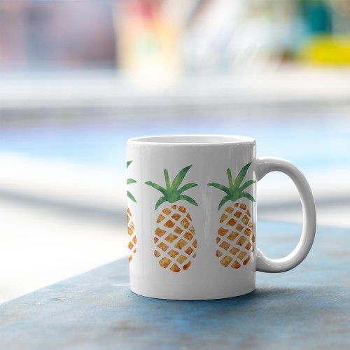 Aloha Tropical Watercolor Pineapple Coffee Mug