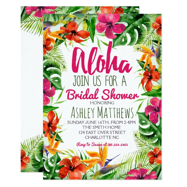Aloha Tropical Watercolor Shower Invitation