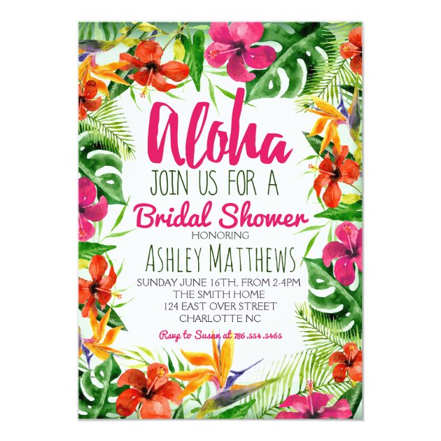 Aloha Tropical Watercolor Shower Invitation