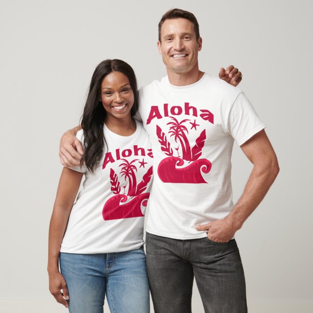 Aloha Tropical Wave Beach Illustration T-Shirt (Unisex)