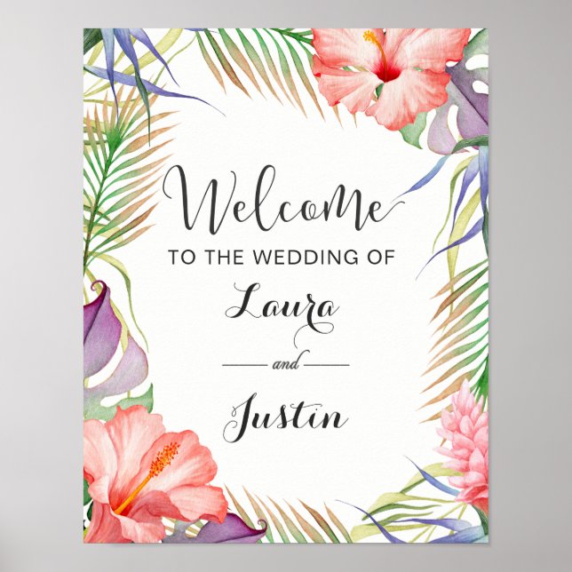 Aloha Tropical Wedding Welcome Poster (Front)