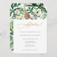 Aloha Tropical White Green Bridal Shower Party