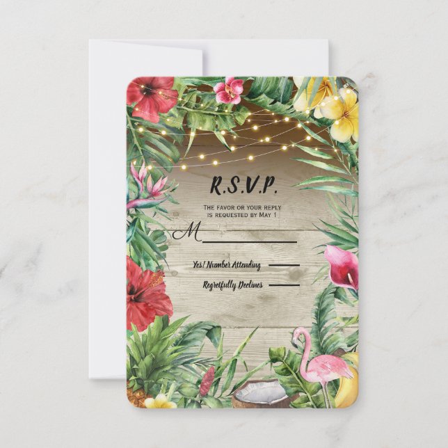 Aloha Tropical Wood Floral Leaves Lights RSVP (Front)