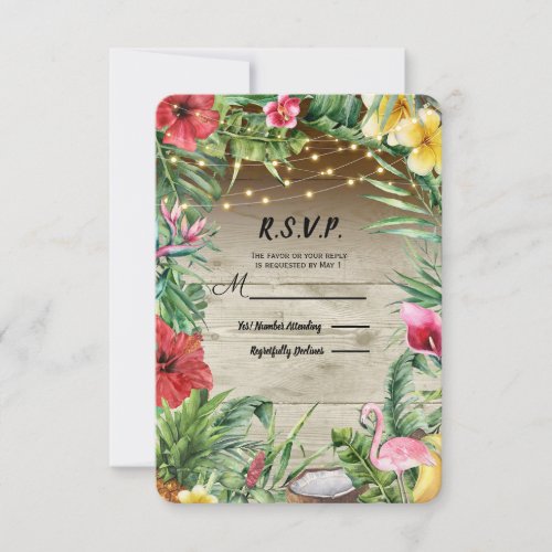 Aloha Tropical Wood Floral Leaves Lights RSVP