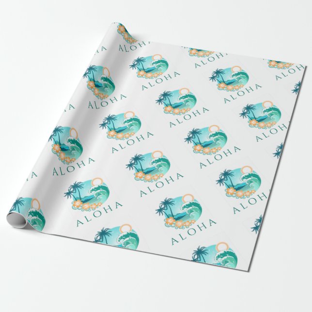 Aloha Tropical Wrapping Paper (Unrolled)