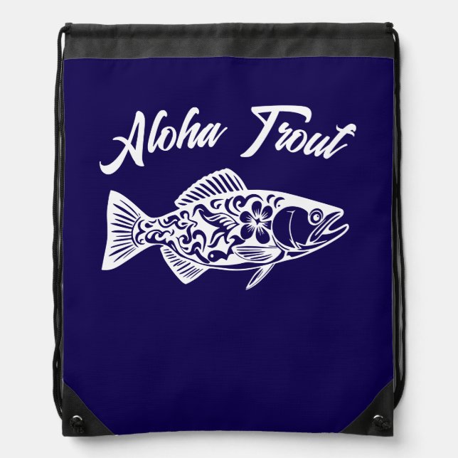 Aloha Trout-Fisherman Style Drawstring Bag (Front)