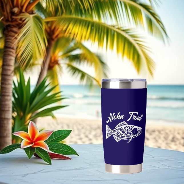 Aloha Trout-Hawaiian Blue Insulated Tumbler (Aloha Trout Fisherman Trend Hawaiian Fish Beach Summer Thermal tumbler solid dark blue)